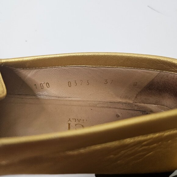 GUCCI Gold Leather Horsebit Penny  Loafers Flats Sz 6.5 / 37 EUR Designer Italy - Picture 13 of 13